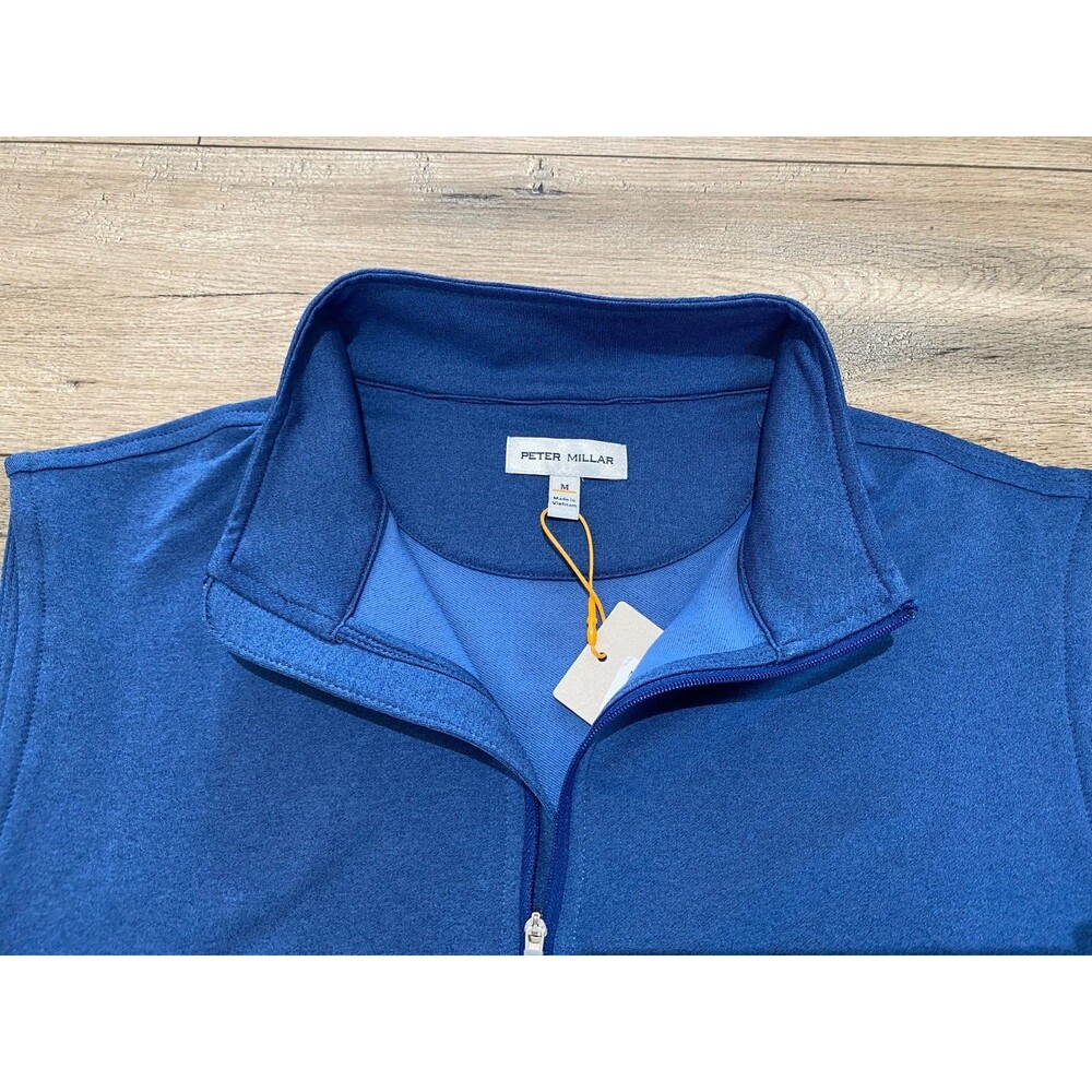Peter Millar Crown Sport Galway Quarter Zip Vest Mens M Windsor Blue NWT Golf - Picture 4 of 9
